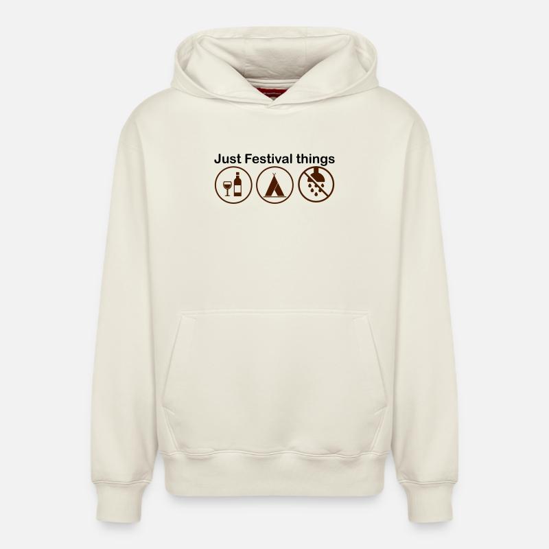 La saison des festivals - Sweat à capuche unisexe décontracté en coton biologique – de SPREAD - blanc cassé