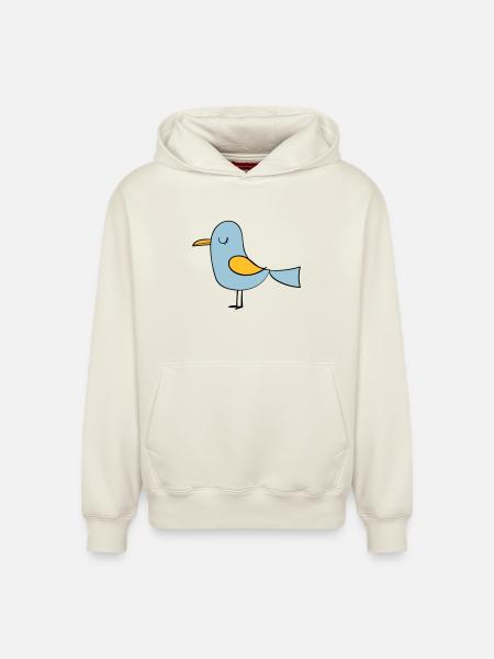 oiseau - Sweat à capuche unisexe décontracté en coton biologique – de SPREAD - blanc cassé