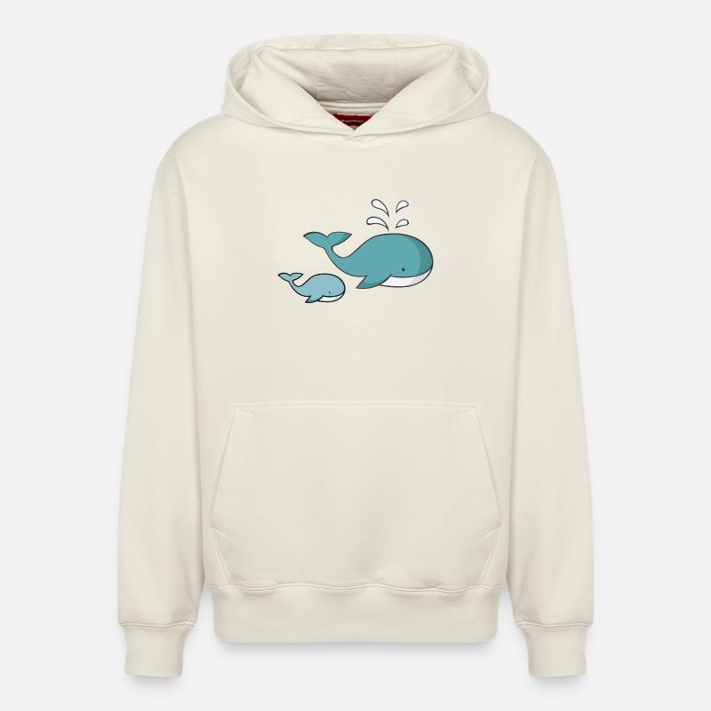baleine - Sweat à capuche unisexe décontracté en coton biologique – de SPREAD - blanc cassé