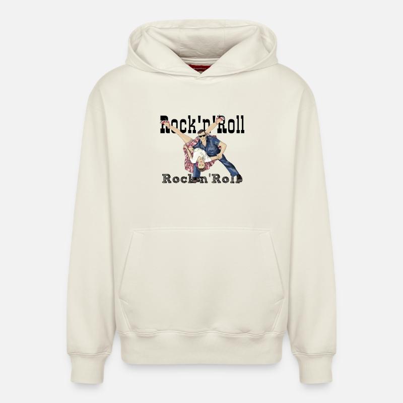 Rock and Roll - Sweat à capuche unisexe décontracté en coton biologique – de SPREAD - blanc cassé