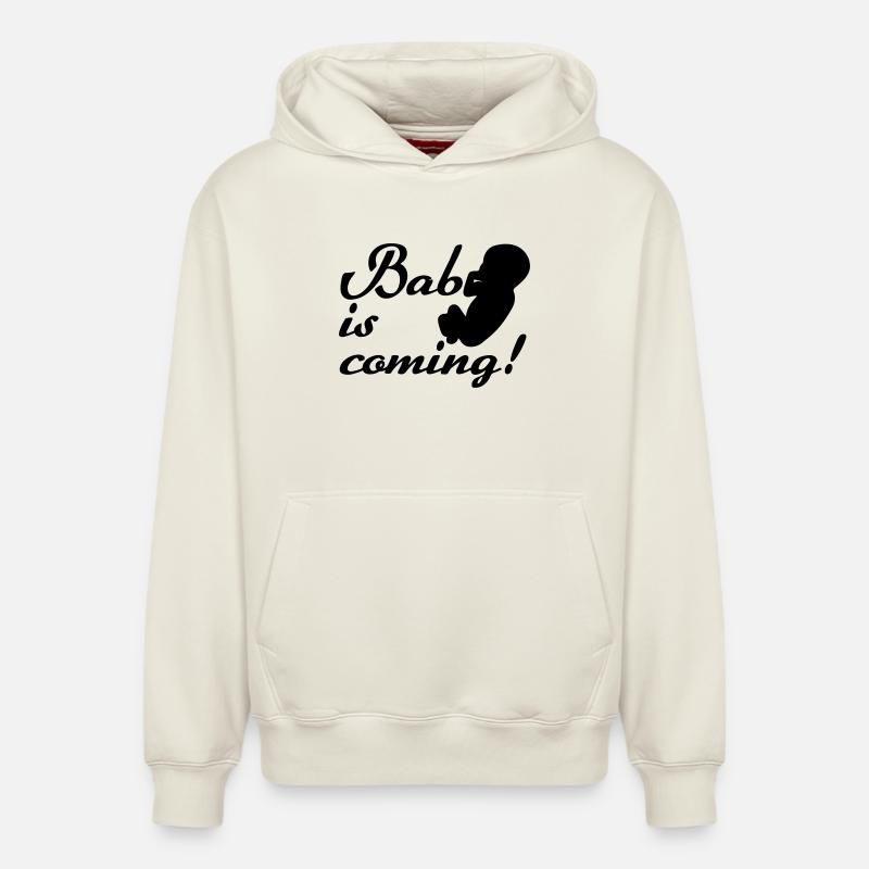 Bébé arrive Naissance, Grossesse, Cadeau - Sweat à capuche unisexe décontracté en coton biologique – de SPREAD - blanc cassé
