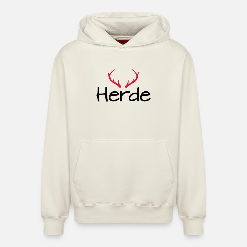 Herde Geweih Hirschgeweih - Relaxed Unisex Organic Hoodie – von SPREAD - Naturweiß