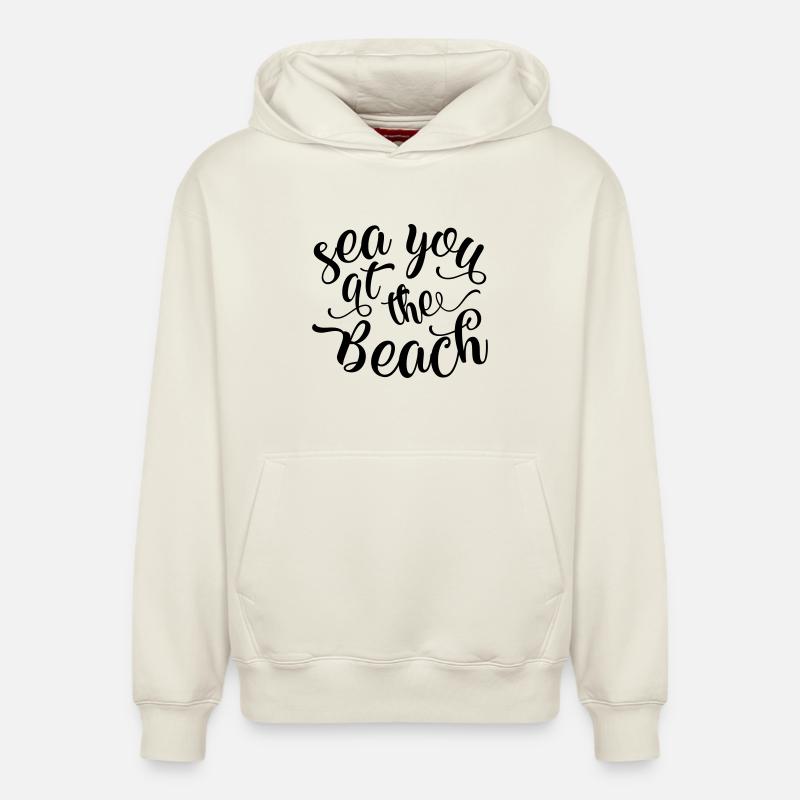 A bientôt sur la plage - Sweat à capuche unisexe décontracté en coton biologique – de SPREAD - blanc cassé