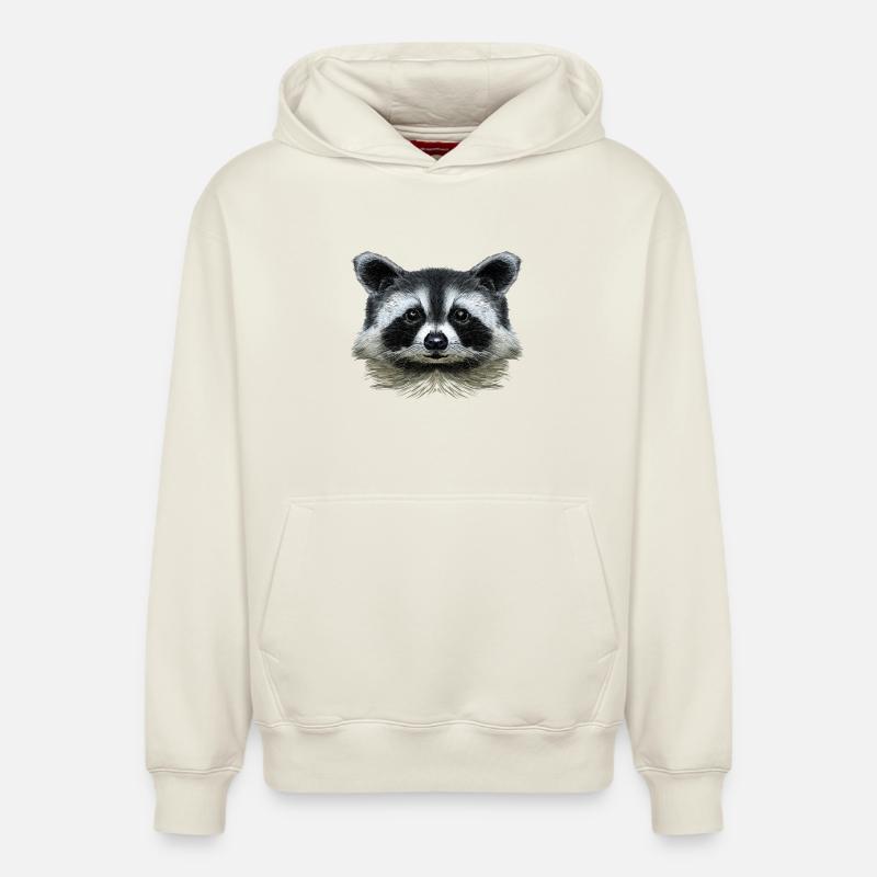 Racoon - Sweat à capuche unisexe décontracté en coton biologique – de SPREAD - blanc cassé