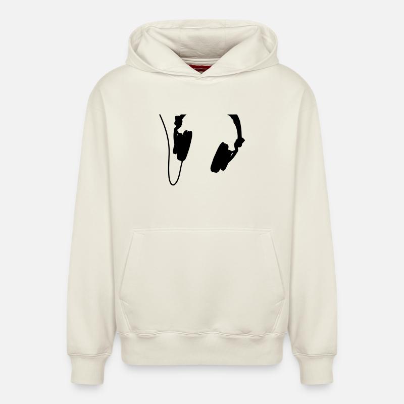headphones_vector - Sweat à capuche unisexe décontracté en coton biologique – de SPREAD - blanc cassé