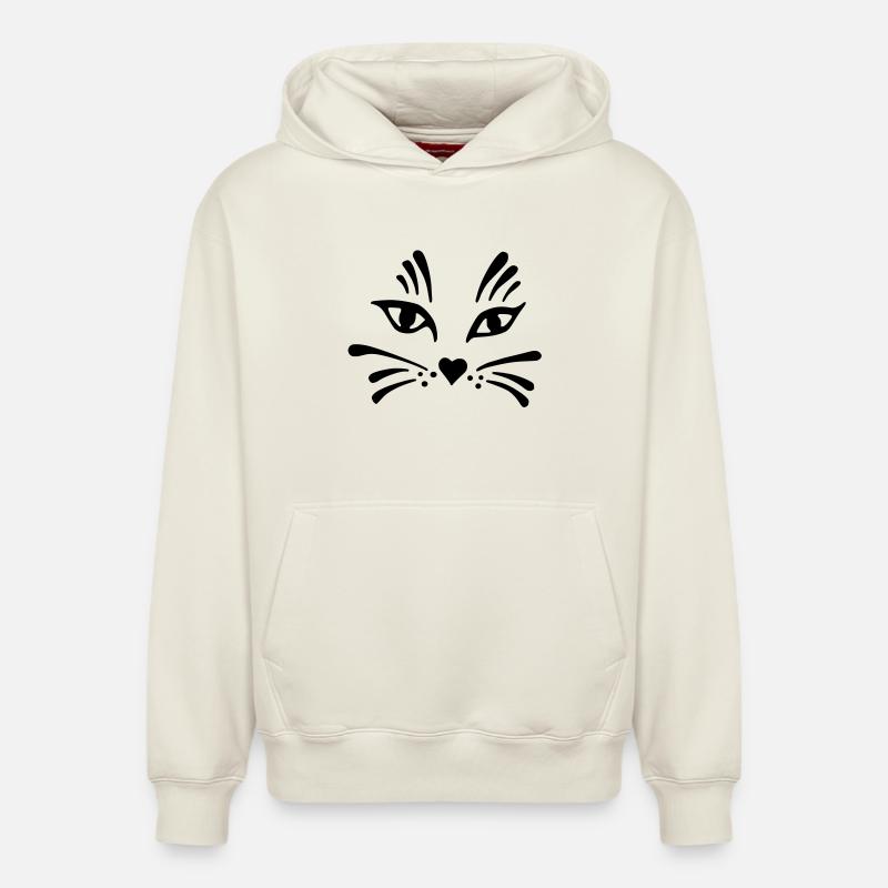 tête de chat simplifiée - Sweat à capuche unisexe décontracté en coton biologique – de SPREAD - blanc cassé