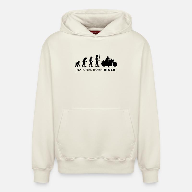natural born biker - Sweat à capuche unisexe décontracté en coton biologique – de SPREAD - blanc cassé