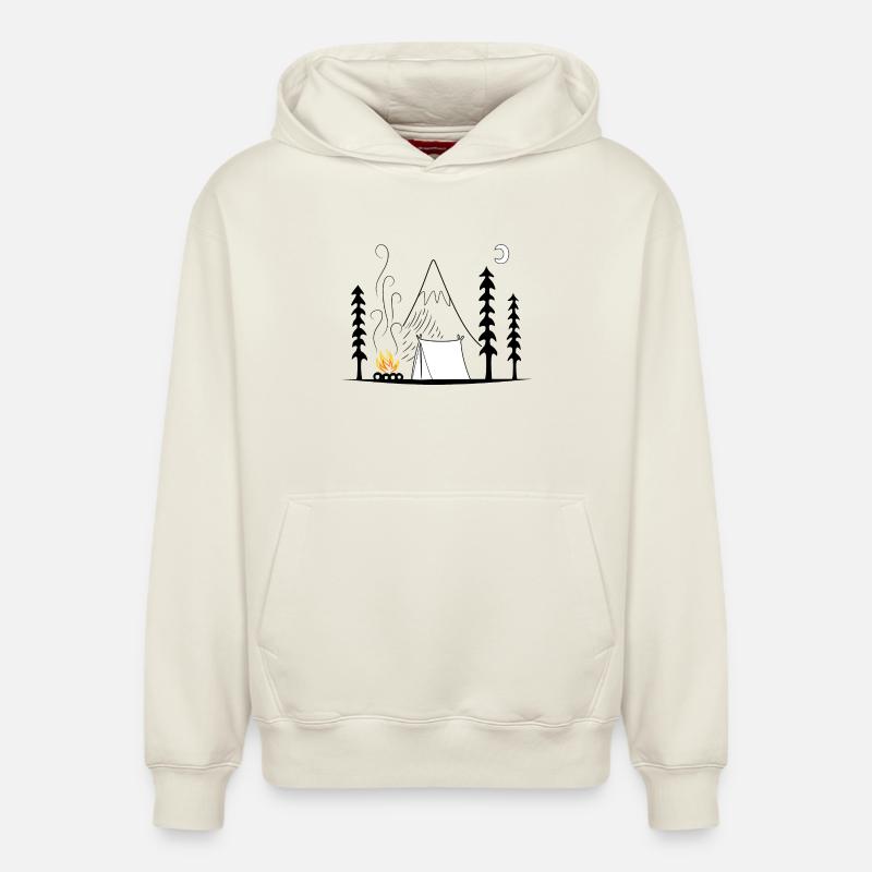 camping sauvage - Sweat à capuche unisexe décontracté en coton biologique – de SPREAD - blanc cassé