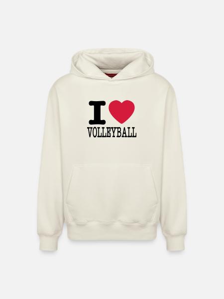 i love volleyball / ik hou van volleybal shirt - Hoodie unisex met relaxed fit van biologisch katoen – van SPREAD - natuurwit