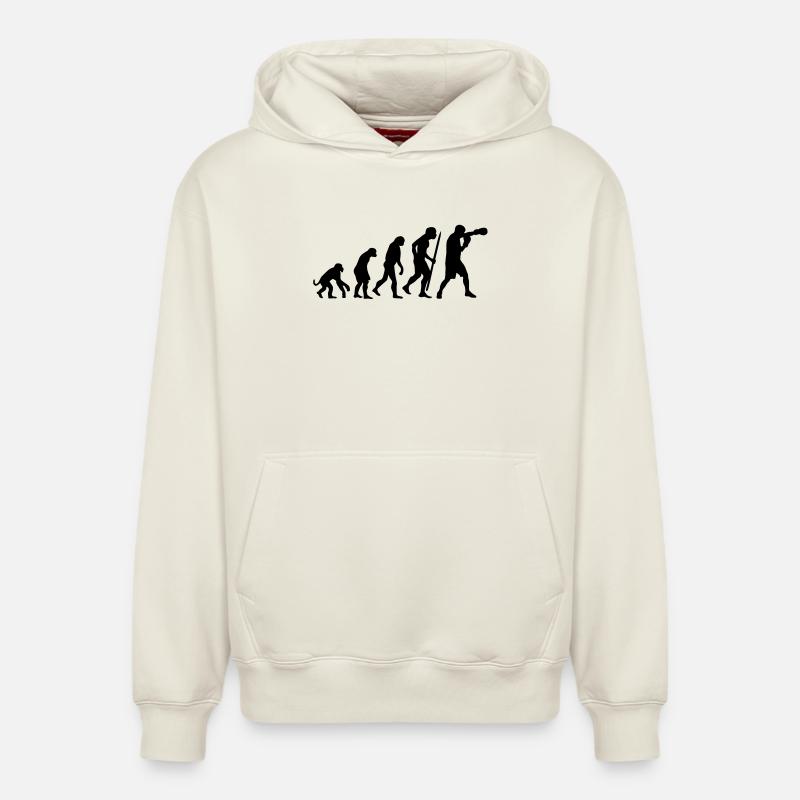 Evolution of boxing - Relaxed Unisex Organic Hoodie – von SPREAD - Naturweiß