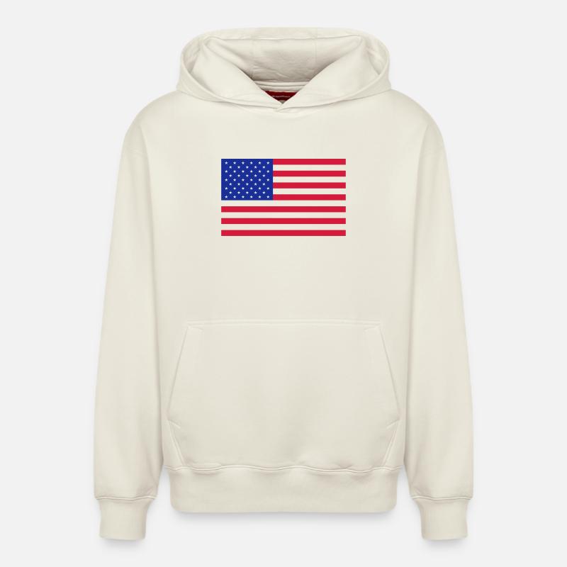 Drapeau Amérique - Sweat à capuche unisexe décontracté en coton biologique – de SPREAD - blanc cassé