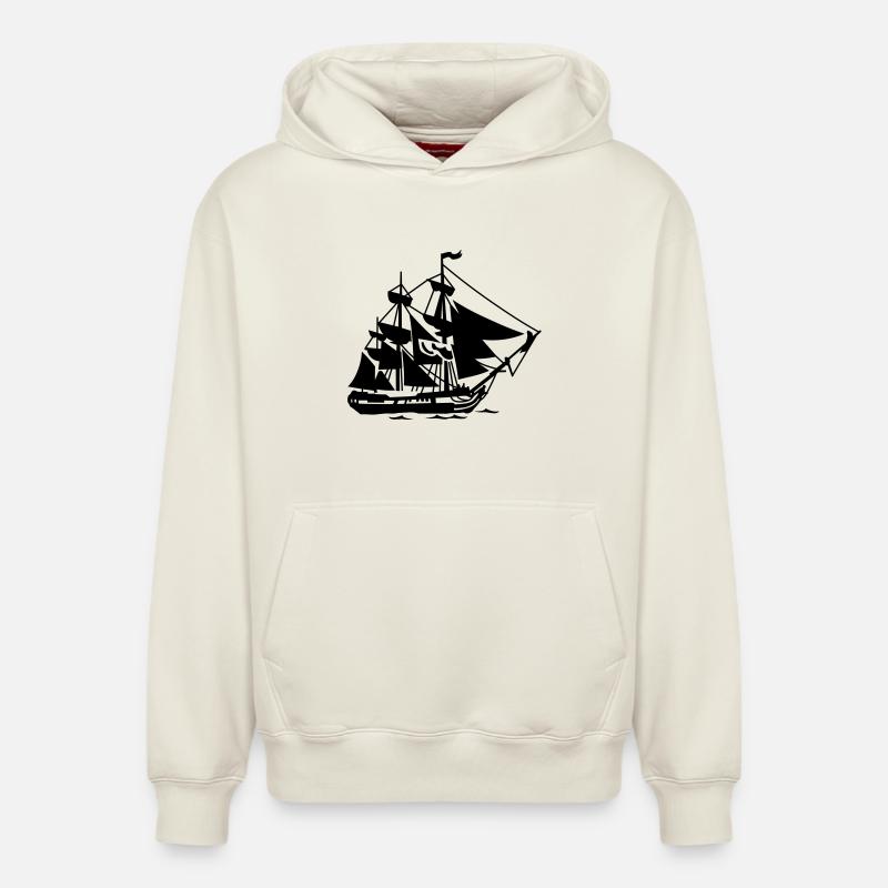 schiff_3 - Sweat à capuche unisexe décontracté en coton biologique – de SPREAD - blanc cassé