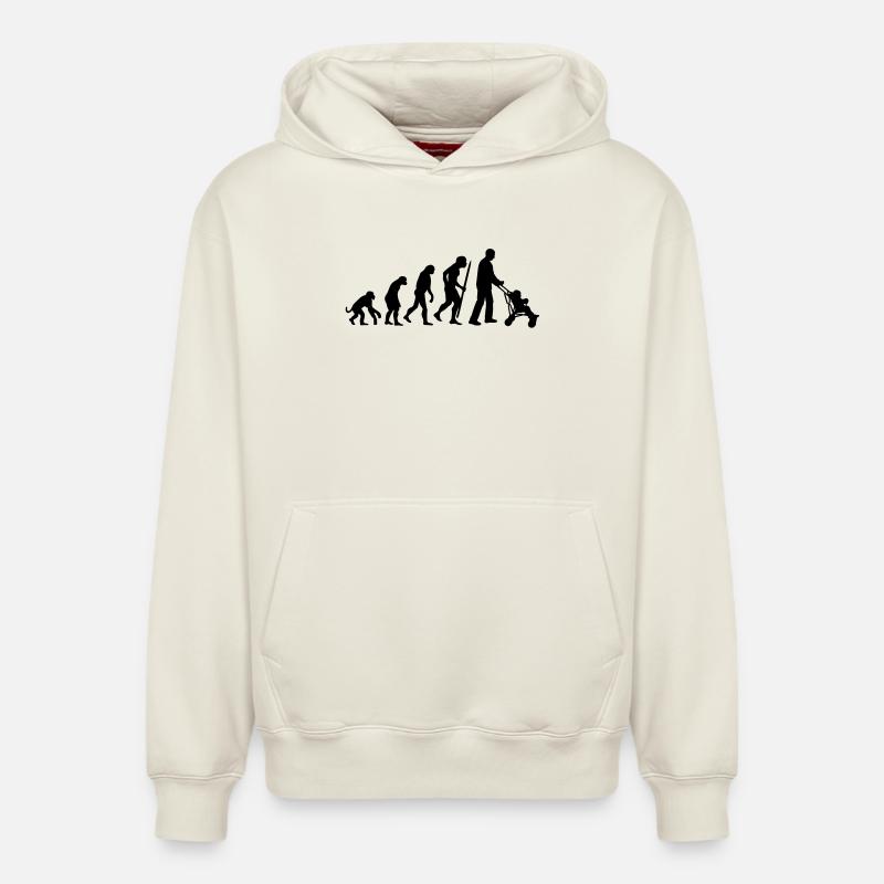 Evolution de la super-papa - Sweat à capuche unisexe décontracté en coton biologique – de SPREAD - blanc cassé