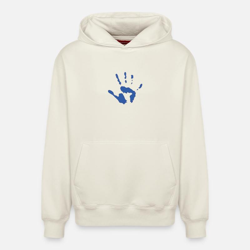 Empreinte de main - Sweat à capuche unisexe décontracté en coton biologique – de SPREAD - blanc cassé