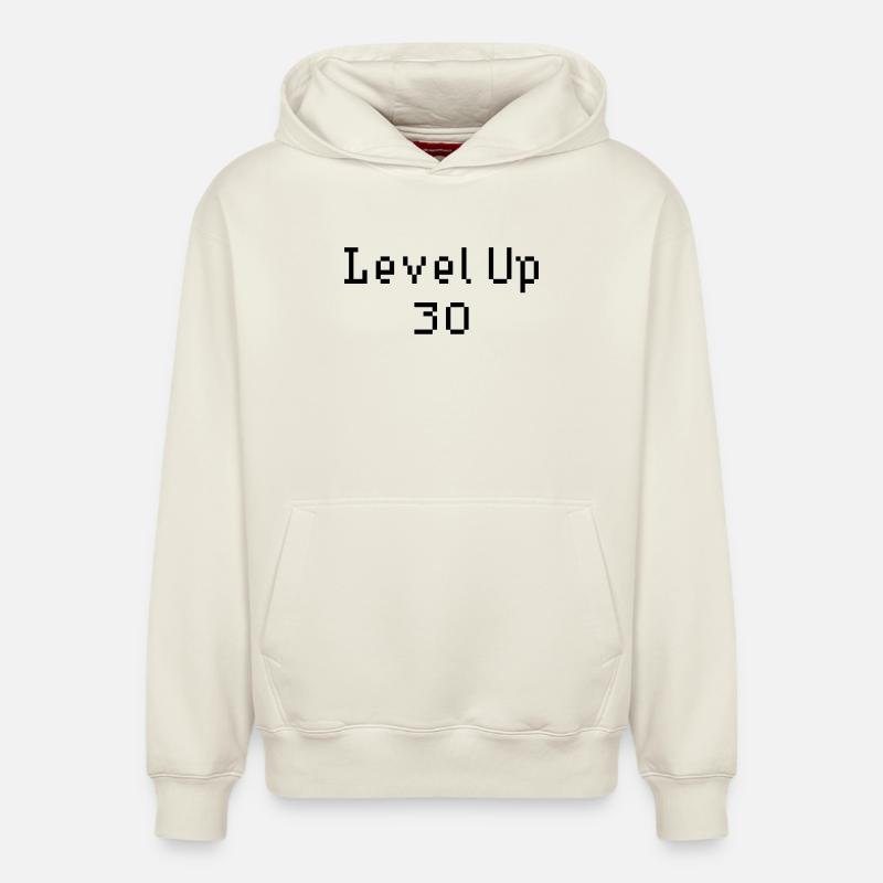 Level Up - 30e anniversaire - Sweat à capuche unisexe décontracté en coton biologique – de SPREAD - blanc cassé