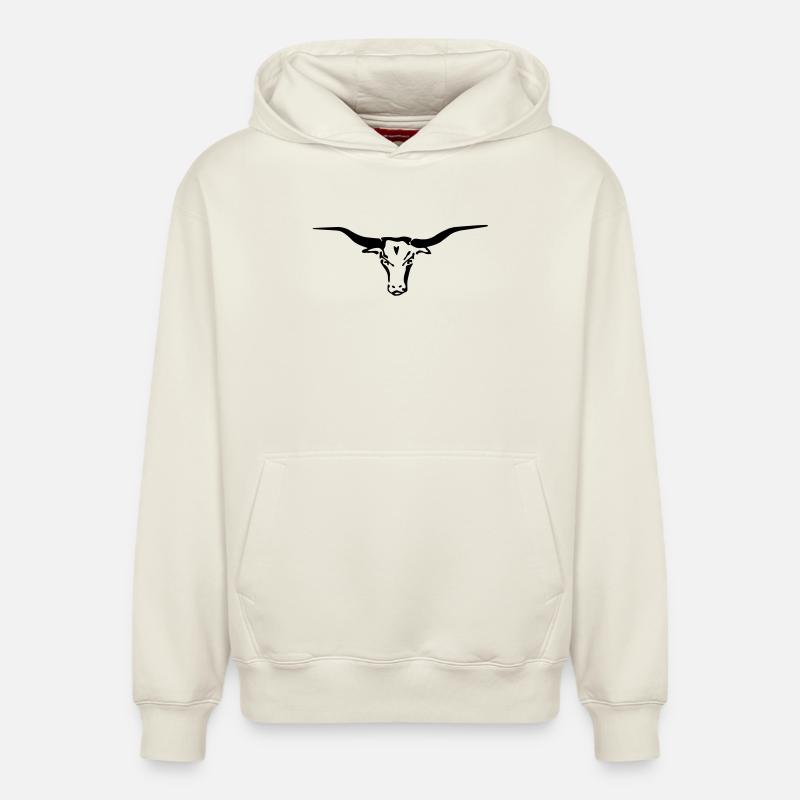 longhorn - Sweat à capuche unisexe décontracté en coton biologique – de SPREAD - blanc cassé