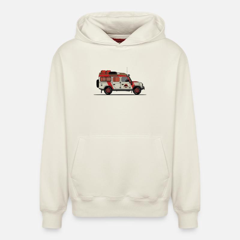 Jurassic Defender - Sweat à capuche unisexe décontracté en coton biologique – de SPREAD - blanc cassé