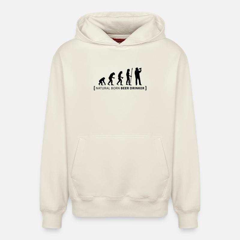 evolution_beer_drinker - Sweat à capuche unisexe décontracté en coton biologique – de SPREAD - blanc cassé