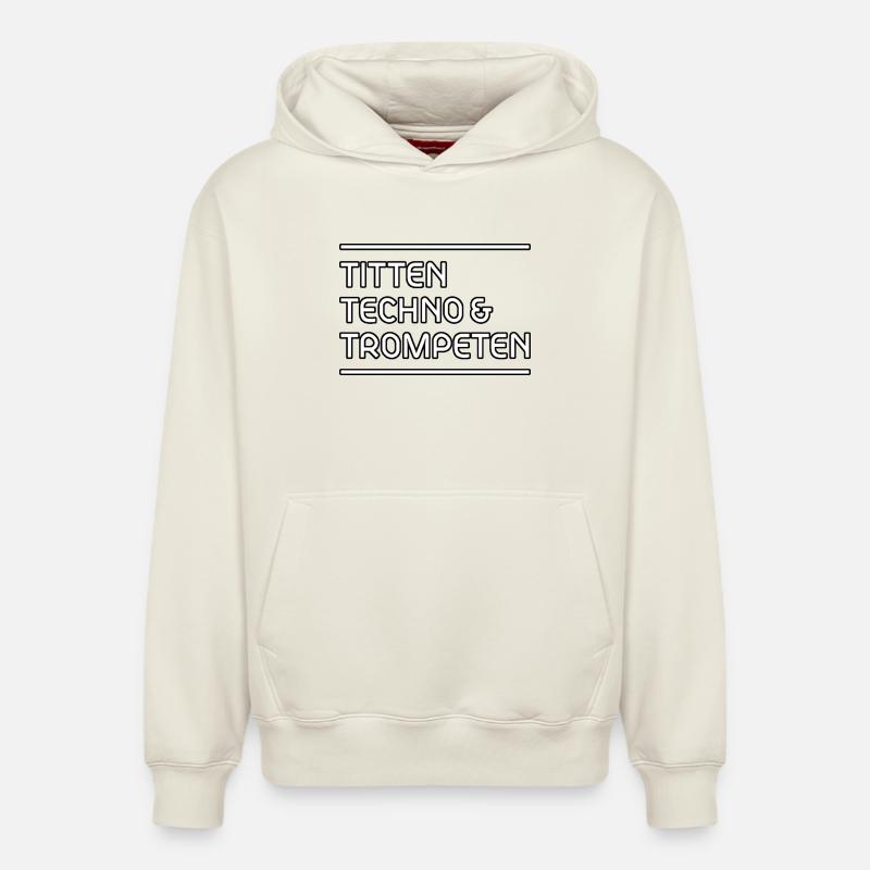 T !tten Techno & Trompettes - Sweat à capuche unisexe décontracté en coton biologique – de SPREAD - blanc cassé