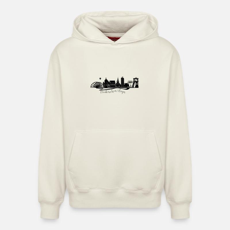Cityscape. Neukirchen Vluyn - Sweat à capuche unisexe décontracté en coton biologique – de SPREAD - blanc cassé