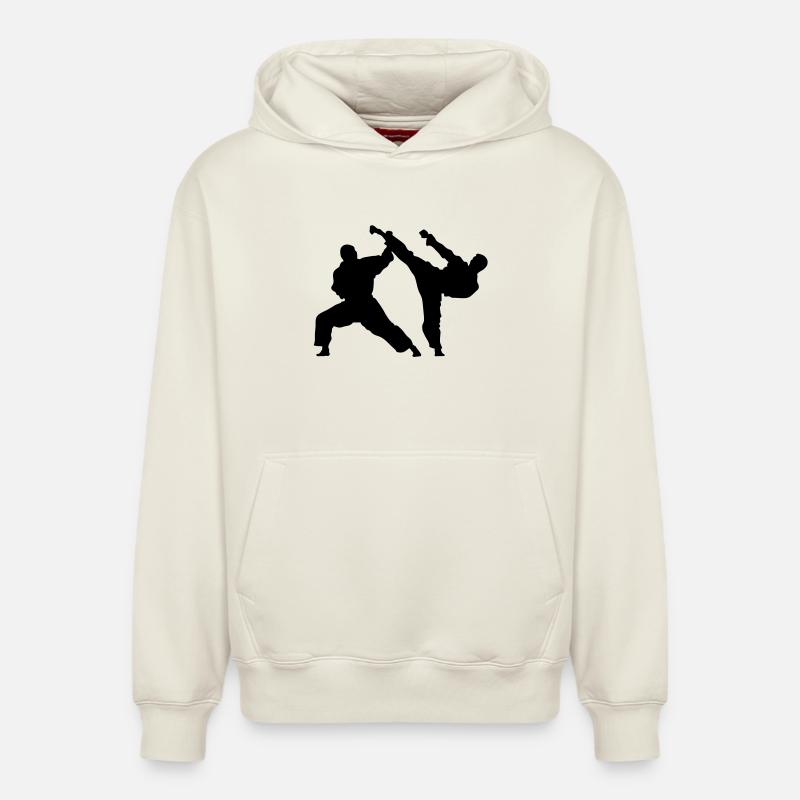 karate - Sweat à capuche unisexe décontracté en coton biologique – de SPREAD - blanc cassé