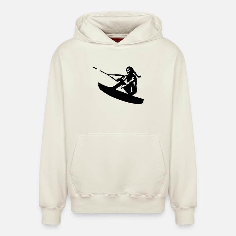 wakeboard - Sweat à capuche unisexe décontracté en coton biologique – de SPREAD - blanc cassé