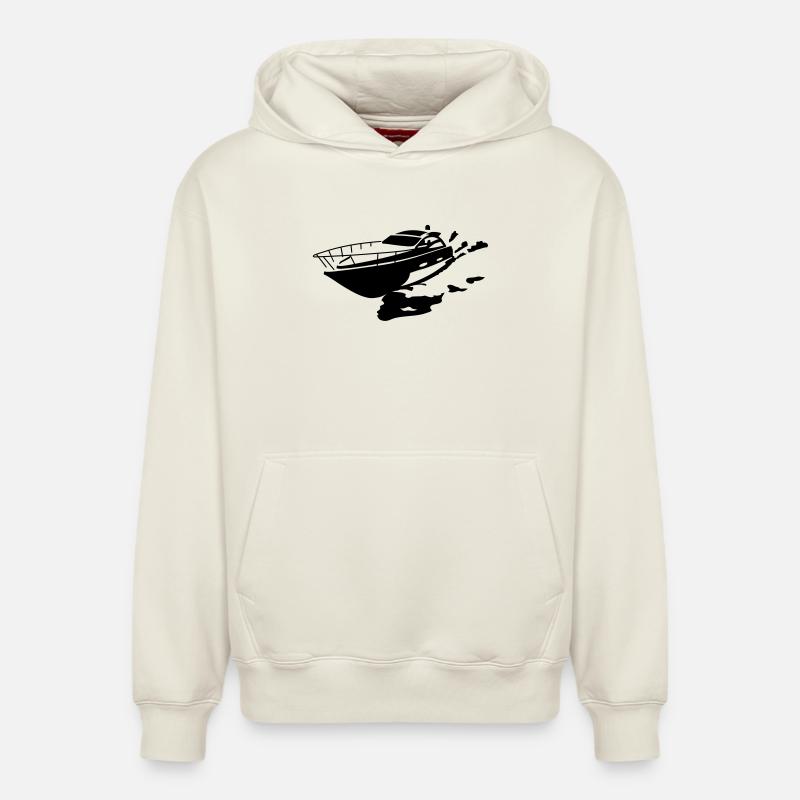 motoryacht_1 - Sweat à capuche unisexe décontracté en coton biologique – de SPREAD - blanc cassé