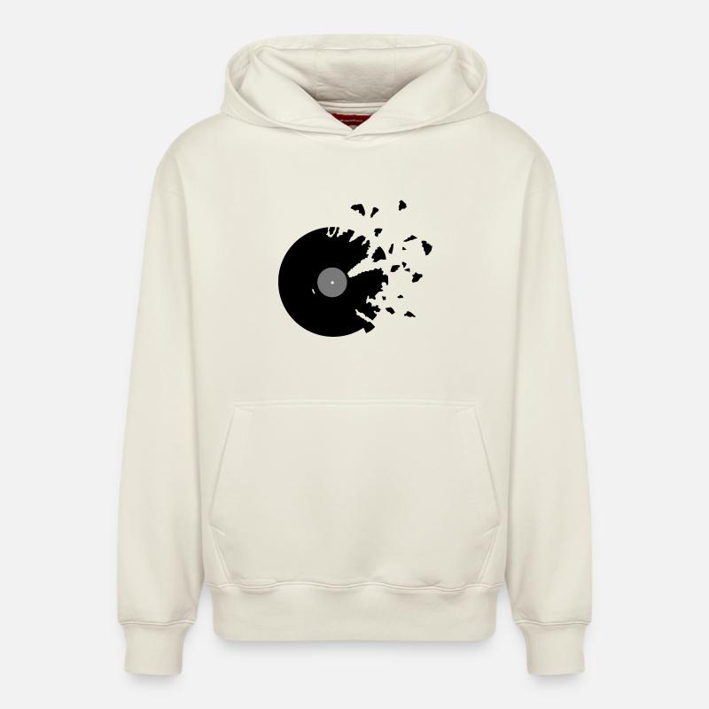 schallplatte_1 - Sweat à capuche unisexe décontracté en coton biologique – de SPREAD - blanc cassé