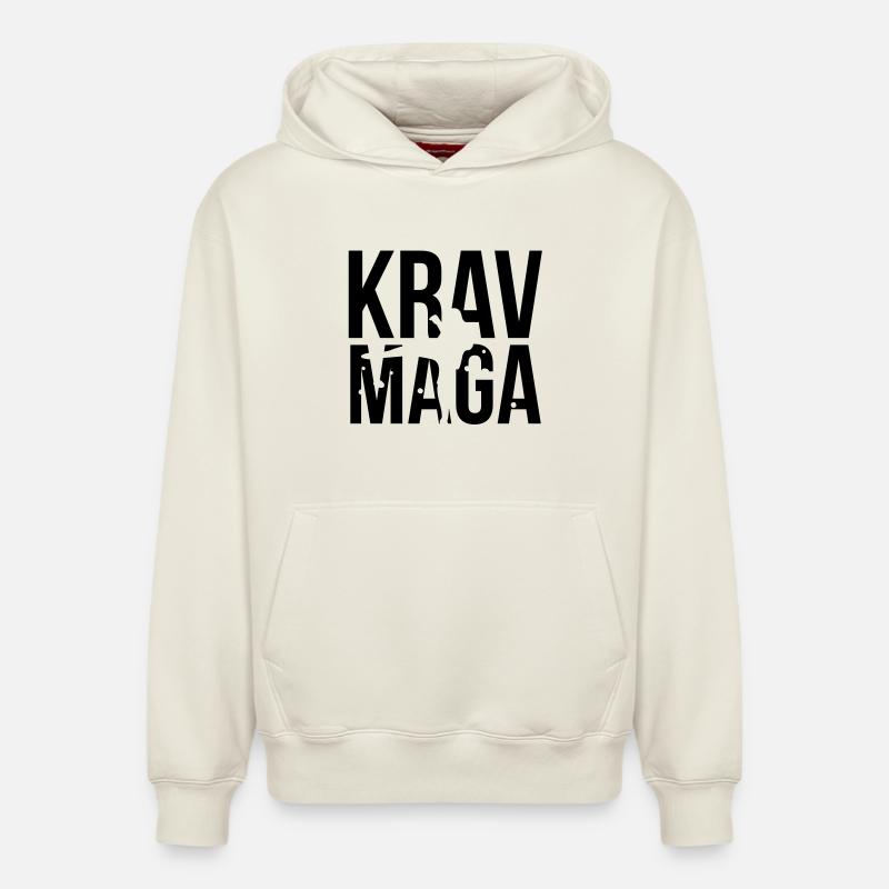 krav maga - Sweat à capuche unisexe décontracté en coton biologique – de SPREAD - blanc cassé