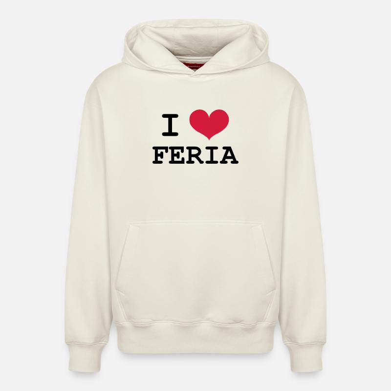 I Love Feria - Sweat à capuche unisexe décontracté en coton biologique – de SPREAD - blanc cassé