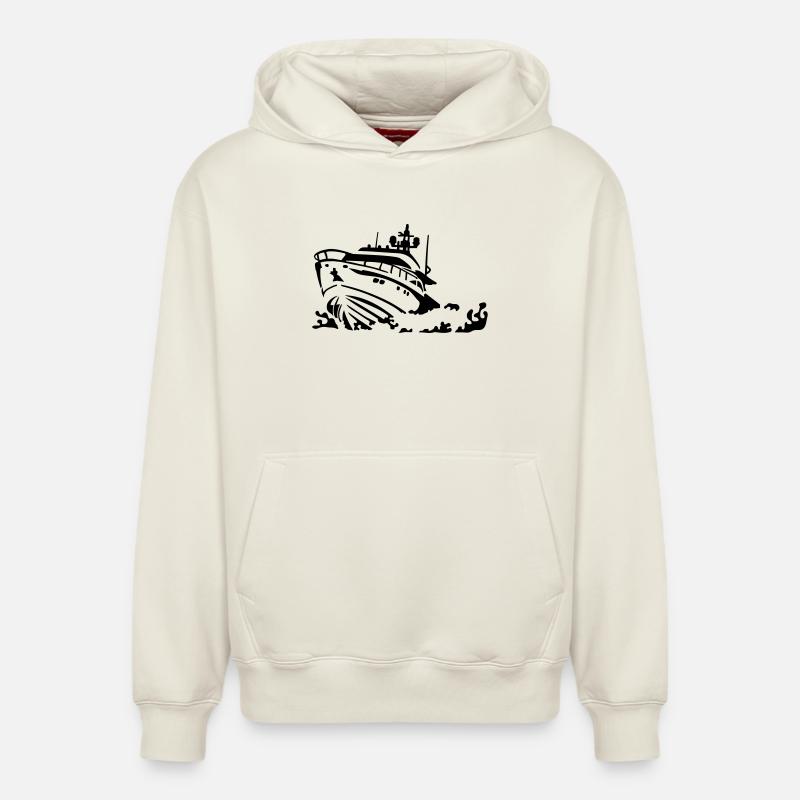 Motorboot - Relaxed Unisex Organic Hoodie – von SPREAD - Naturweiß