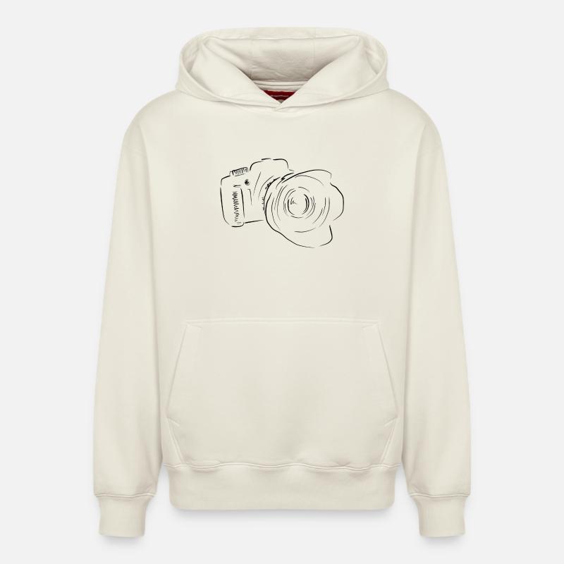 caméra - Sweat à capuche unisexe décontracté en coton biologique – de SPREAD - blanc cassé