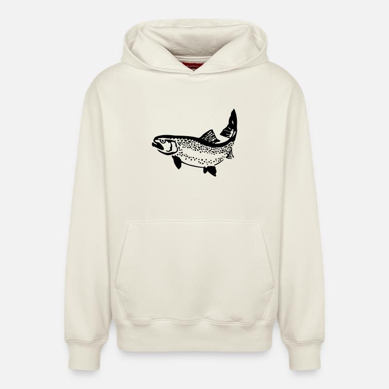 truite - Sweat à capuche unisexe décontracté en coton biologique – de SPREAD - blanc cassé