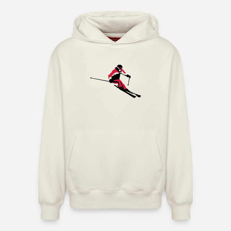ski - Sweat à capuche unisexe décontracté en coton biologique – de SPREAD - blanc cassé