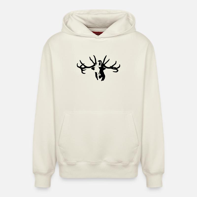 cerf - Sweat à capuche unisexe décontracté en coton biologique – de SPREAD - blanc cassé
