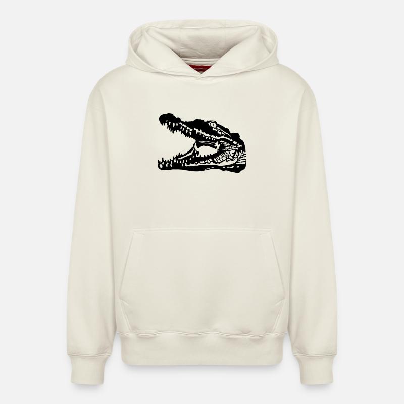 Crocodile - Sweat à capuche unisexe décontracté en coton biologique – de SPREAD - blanc cassé