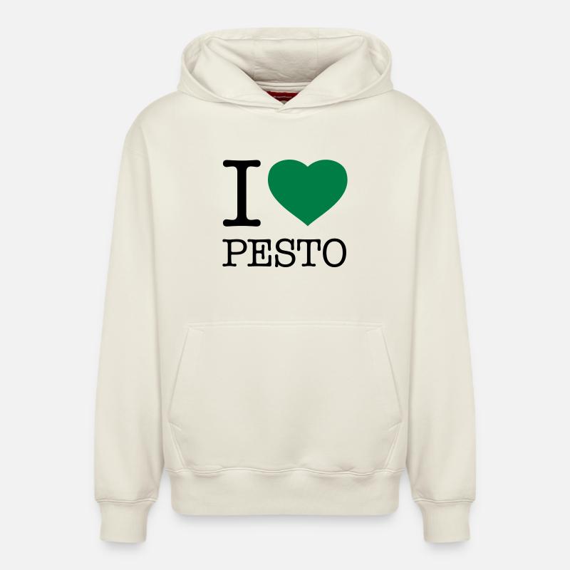 J’AIME LE PESTO Basilic - Sweat à capuche unisexe décontracté en coton biologique – de SPREAD - blanc cassé