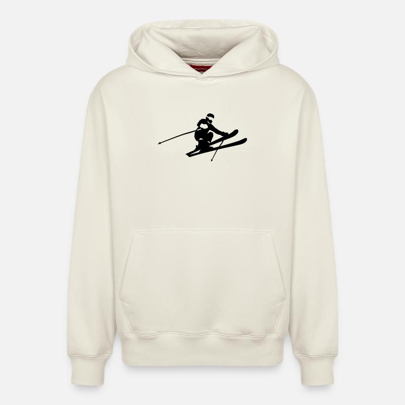 saut à ski - Sweat à capuche unisexe décontracté en coton biologique – de SPREAD - blanc cassé
