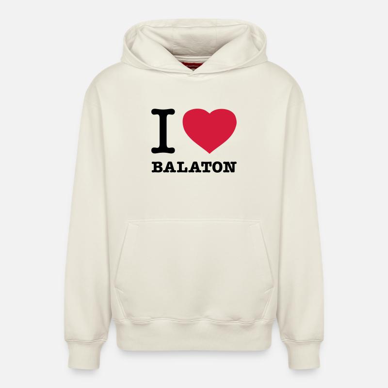 J’AIME BALATON Hongrie - Sweat à capuche unisexe décontracté en coton biologique – de SPREAD - blanc cassé
