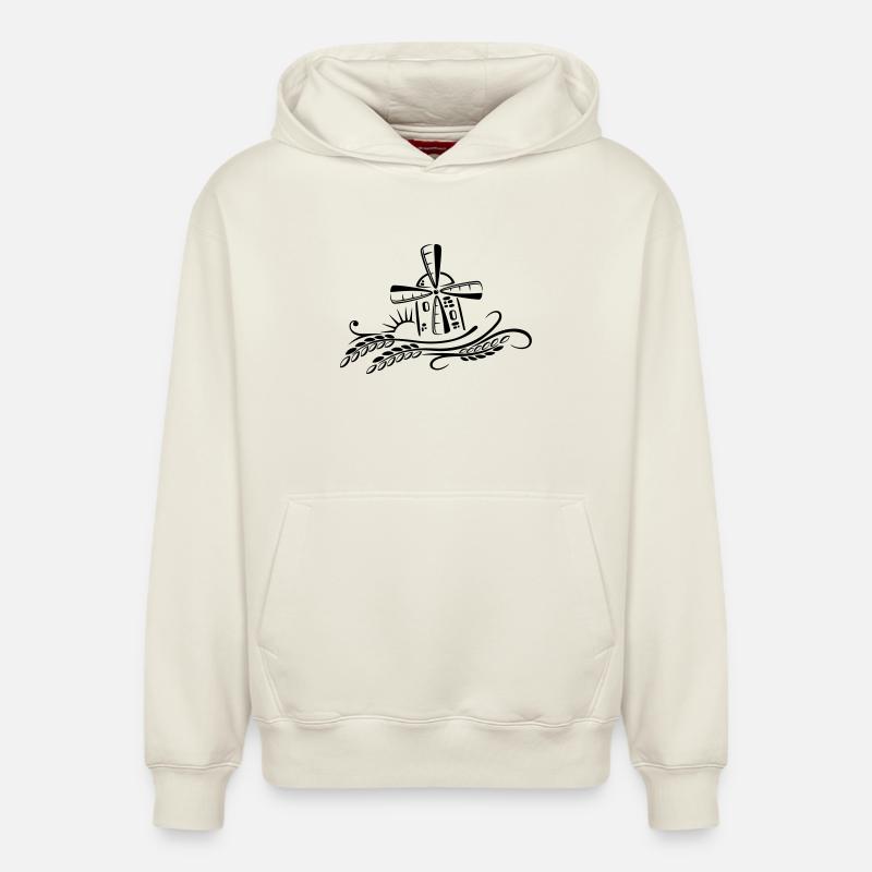 Windmühle Mühle Bäcker Getreide - Relaxed Unisex Organic Hoodie – von SPREAD - Naturweiß