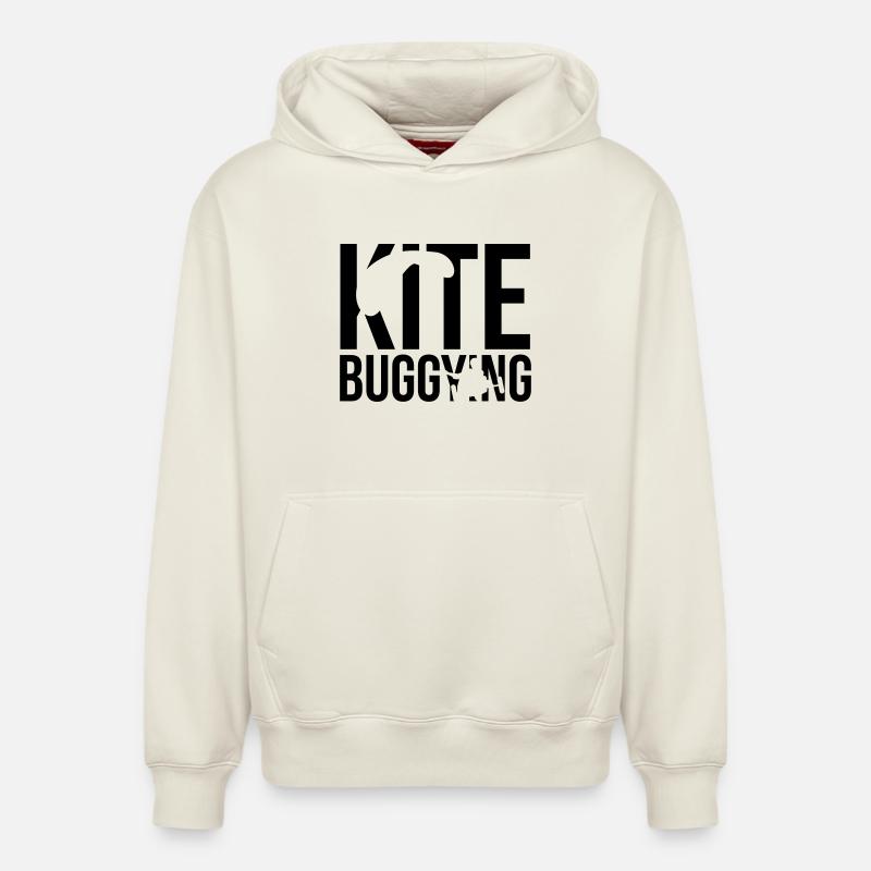 kitebuggying - Sweat à capuche unisexe décontracté en coton biologique – de SPREAD - blanc cassé