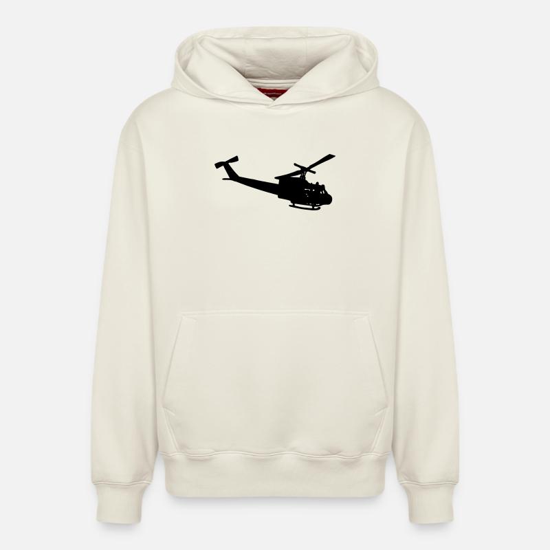 Silhouette de Bell UH-10 - Sweat à capuche unisexe décontracté en coton biologique – de SPREAD - blanc cassé