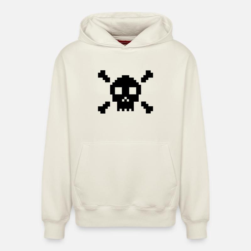 Pixel crane et os croises - Sweat à capuche unisexe décontracté en coton biologique – de SPREAD - blanc cassé