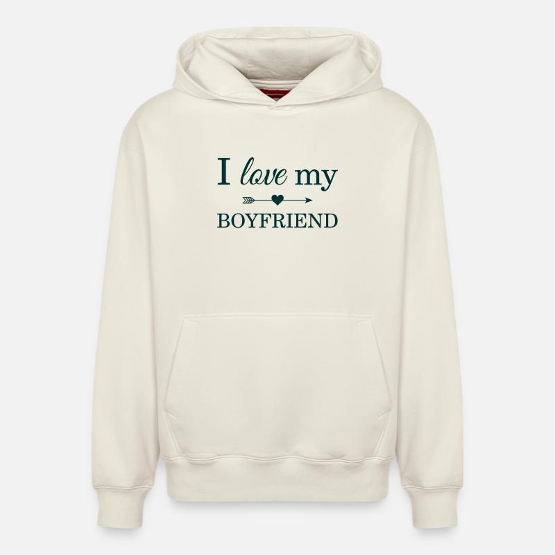 J'aime mon petit ami - Sweat à capuche unisexe décontracté en coton biologique – de SPREAD - blanc cassé