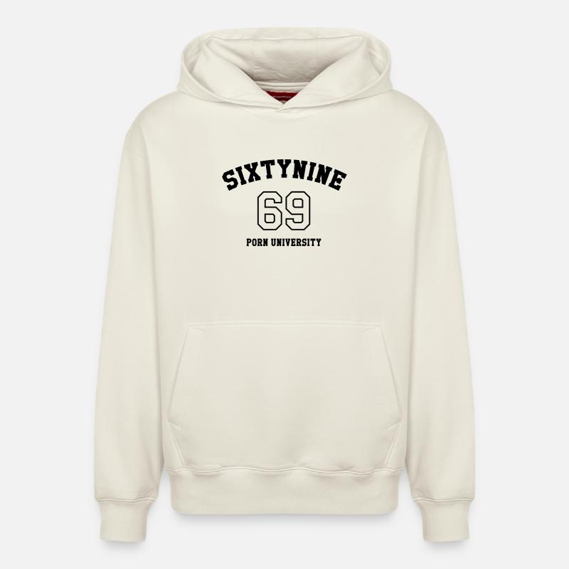 69 Porn University - Sweat à capuche unisexe décontracté en coton biologique – de SPREAD - blanc cassé