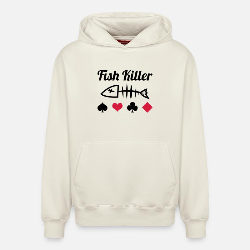 Poker : Fish Killer - Relaxed Unisex Organic Hoodie – von SPREAD - Naturweiß