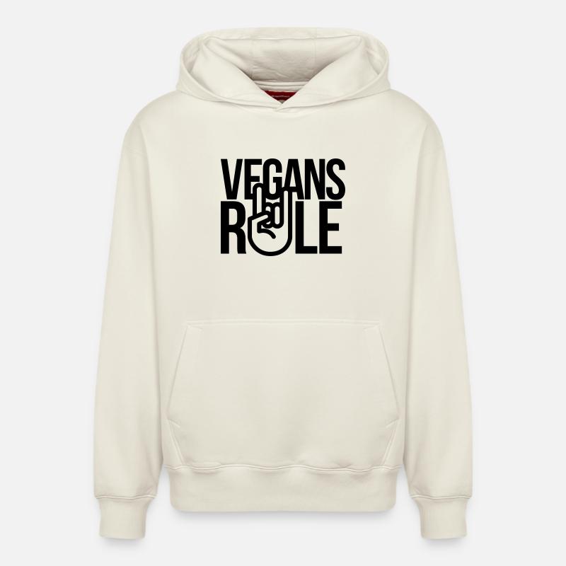 vegans rule - Sweat à capuche unisexe décontracté en coton biologique – de SPREAD - blanc cassé