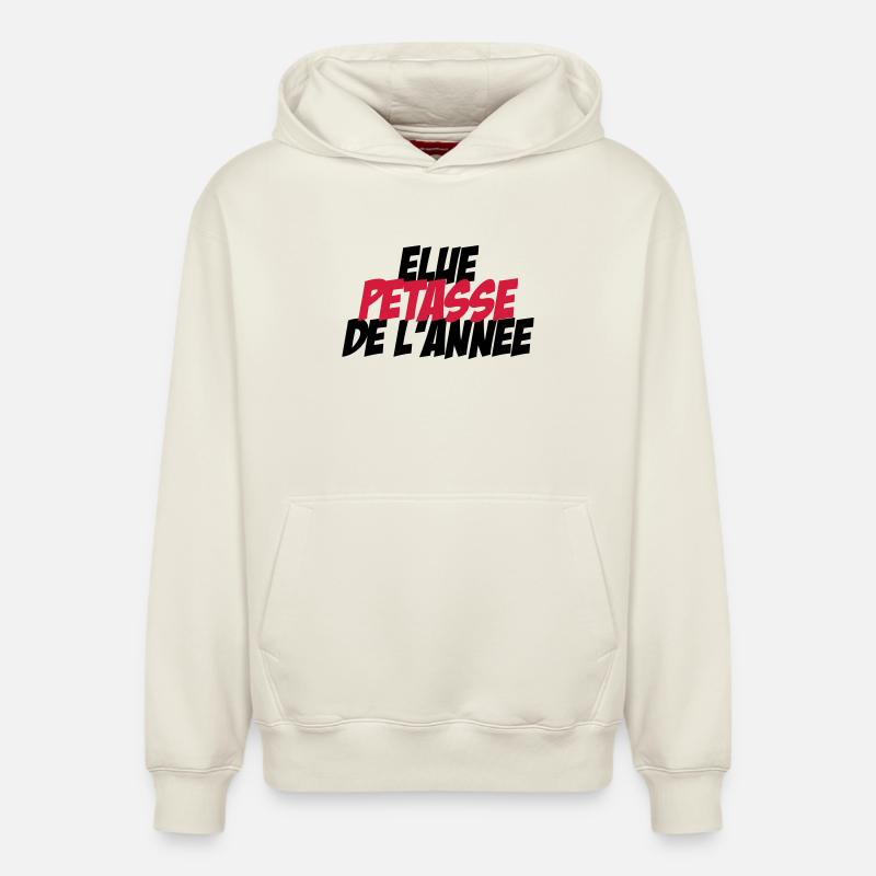 Elu Pétasse de l'année ! - Sweat à capuche unisexe décontracté en coton biologique – de SPREAD - blanc cassé