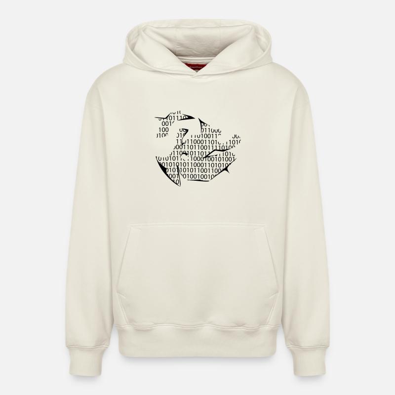 code binaire - Sweat à capuche unisexe décontracté en coton biologique – de SPREAD - blanc cassé