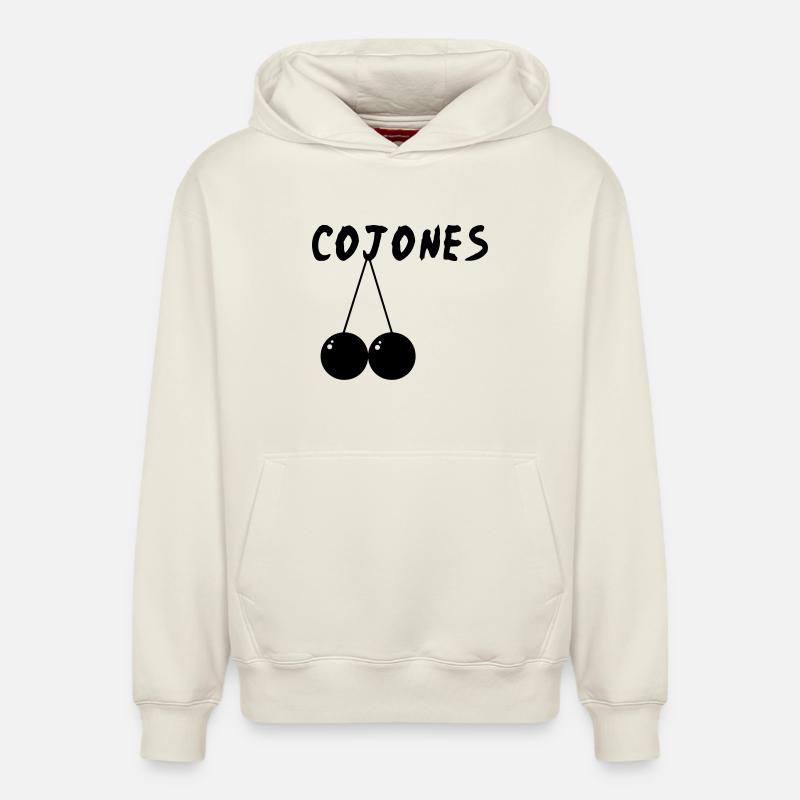 Cojones - Sweat à capuche unisexe décontracté en coton biologique – de SPREAD - blanc cassé